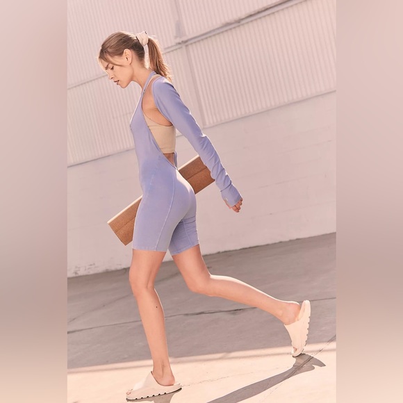 Free People Movement Saddle Up Set Romper HOT SHOT RUNSIE BLUE XS - Picture 2 of 4